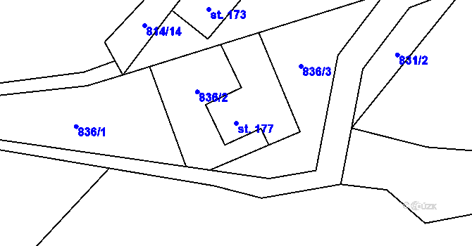 Parcela st. 177 v KÚ Ostružná, Katastrální mapa