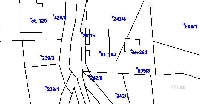 Parcela st. 183 v KÚ Ostružná, Katastrální mapa