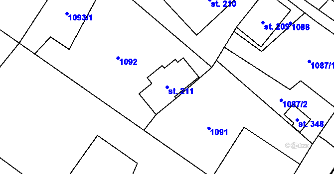 Parcela st. 211 v KÚ Ostružná, Katastrální mapa