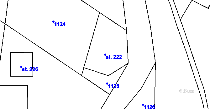 Parcela st. 222 v KÚ Ostružná, Katastrální mapa
