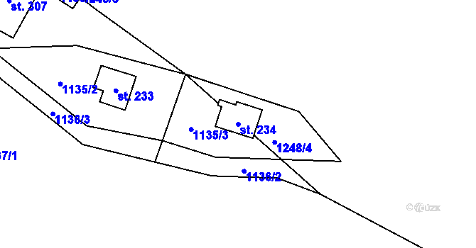 Parcela st. 234 v KÚ Ostružná, Katastrální mapa