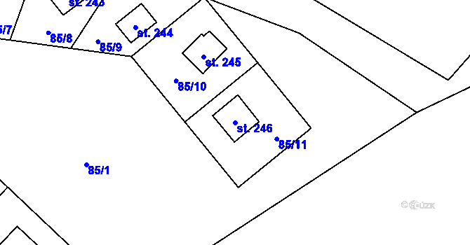 Parcela st. 246 v KÚ Ostružná, Katastrální mapa