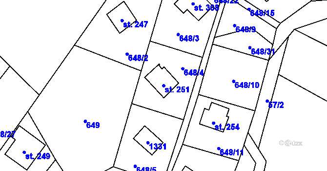 Parcela st. 251 v KÚ Ostružná, Katastrální mapa