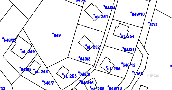 Parcela st. 252 v KÚ Ostružná, Katastrální mapa