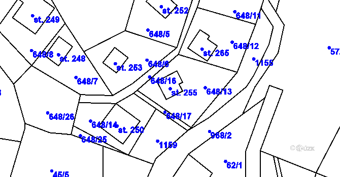 Parcela st. 255 v KÚ Ostružná, Katastrální mapa