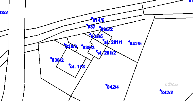 Parcela st. 281/2 v KÚ Ostružná, Katastrální mapa