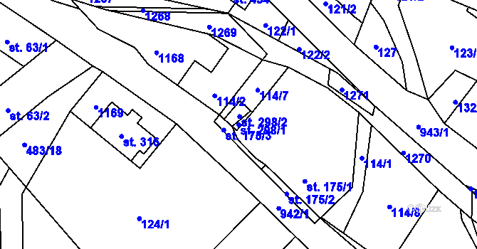Parcela st. 298/1 v KÚ Ostružná, Katastrální mapa