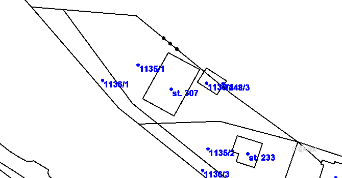 Parcela st. 307 v KÚ Ostružná, Katastrální mapa