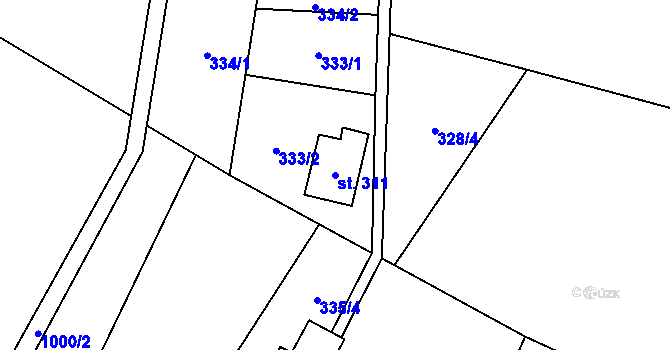 Parcela st. 311 v KÚ Ostružná, Katastrální mapa