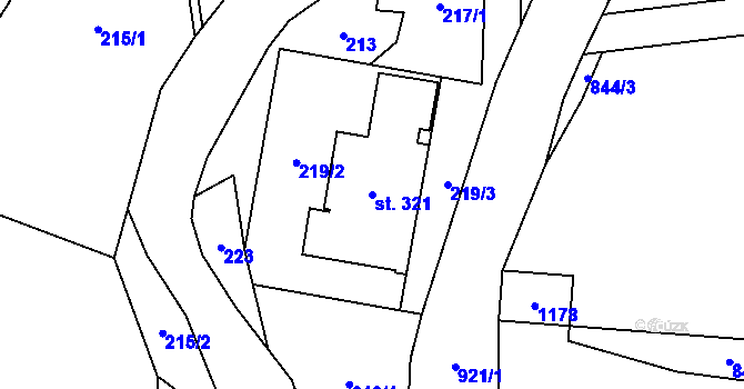 Parcela st. 321 v KÚ Ostružná, Katastrální mapa