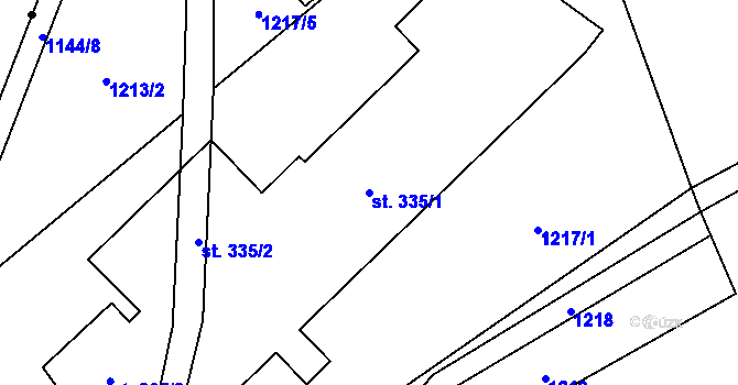Parcela st. 335/1 v KÚ Ostružná, Katastrální mapa