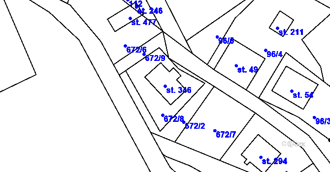 Parcela st. 346 v KÚ Ostružná, Katastrální mapa