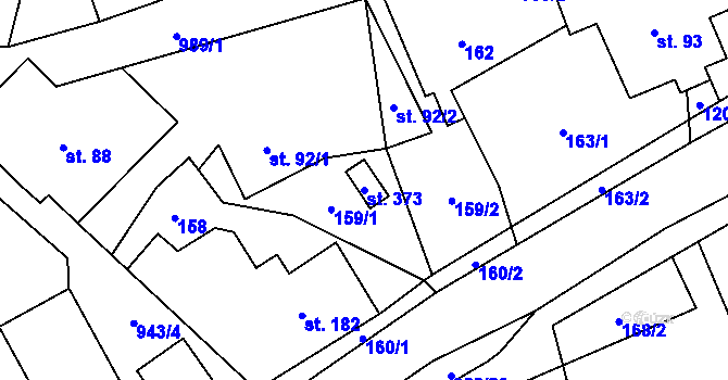 Parcela st. 373 v KÚ Ostružná, Katastrální mapa