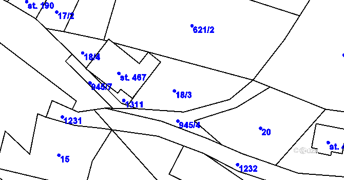 Parcela st. 18 v KÚ Ostružná, Katastrální mapa