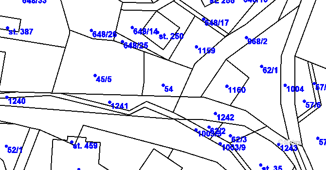 Parcela st. 54 v KÚ Ostružná, Katastrální mapa