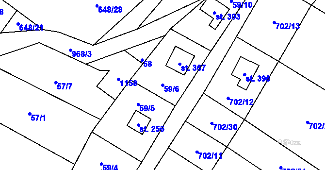 Parcela st. 59/6 v KÚ Ostružná, Katastrální mapa