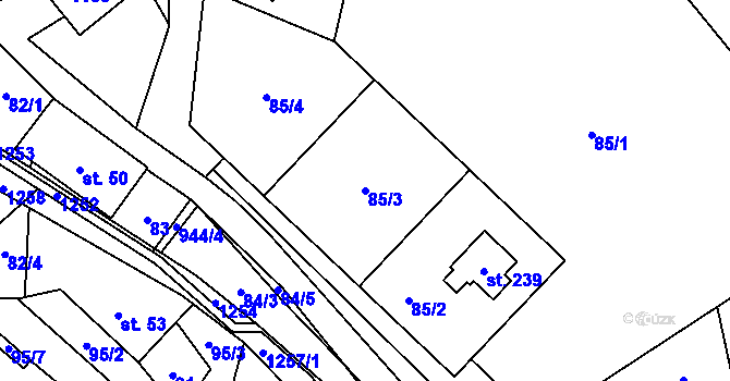 Parcela st. 85/3 v KÚ Ostružná, Katastrální mapa