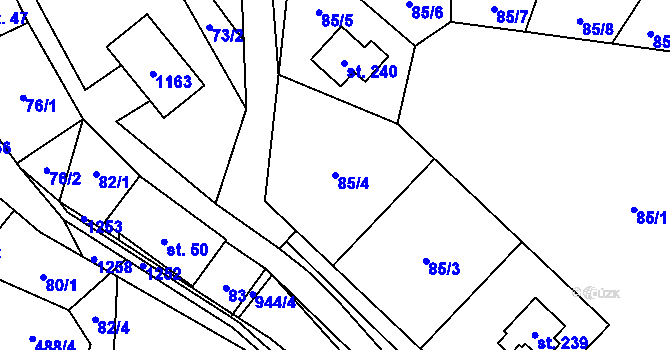 Parcela st. 85/4 v KÚ Ostružná, Katastrální mapa