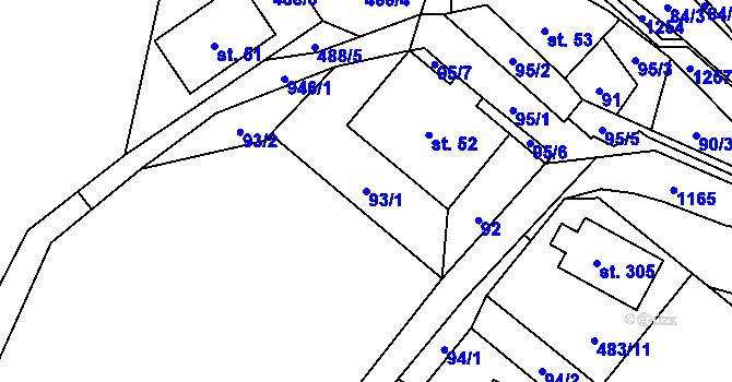 Parcela st. 93/1 v KÚ Ostružná, Katastrální mapa