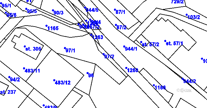 Parcela st. 97/2 v KÚ Ostružná, Katastrální mapa