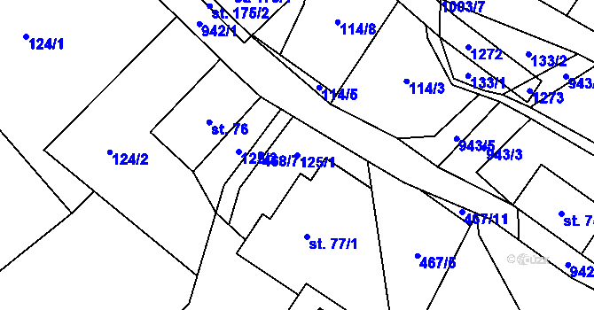 Parcela st. 125/1 v KÚ Ostružná, Katastrální mapa