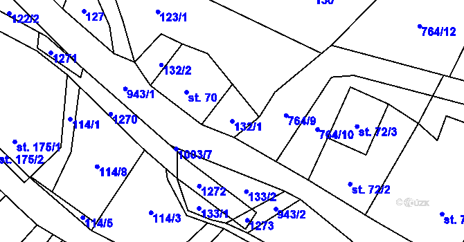 Parcela st. 132/1 v KÚ Ostružná, Katastrální mapa