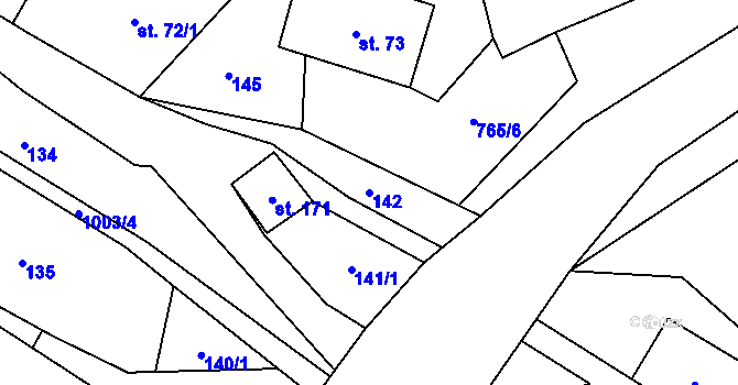 Parcela st. 142 v KÚ Ostružná, Katastrální mapa