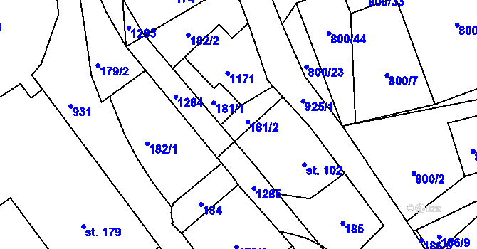 Parcela st. 181 v KÚ Ostružná, Katastrální mapa