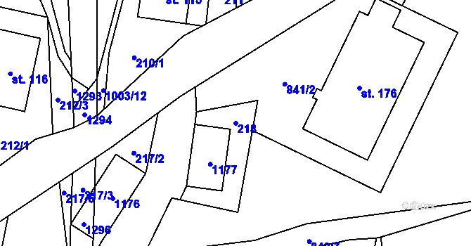 Parcela st. 218 v KÚ Ostružná, Katastrální mapa