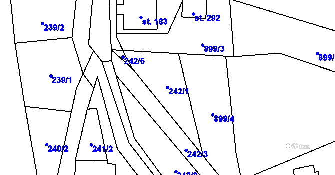 Parcela st. 242/1 v KÚ Ostružná, Katastrální mapa