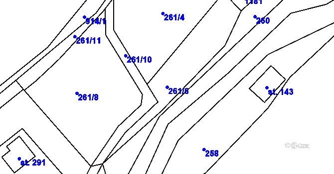 Parcela st. 261/5 v KÚ Ostružná, Katastrální mapa