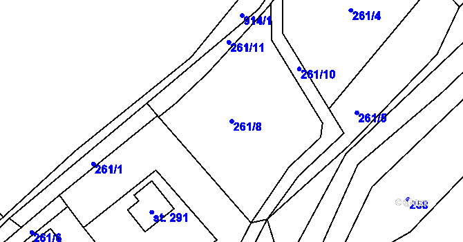 Parcela st. 261/8 v KÚ Ostružná, Katastrální mapa