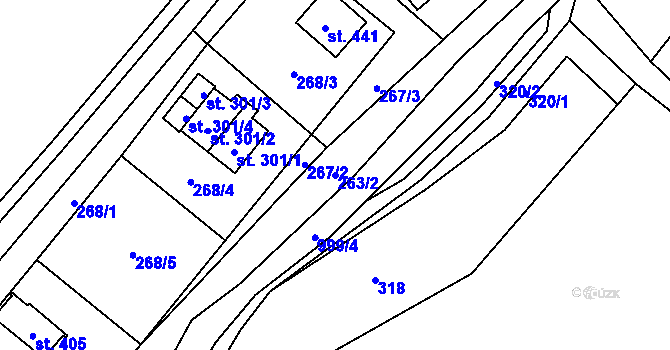 Parcela st. 263/2 v KÚ Ostružná, Katastrální mapa