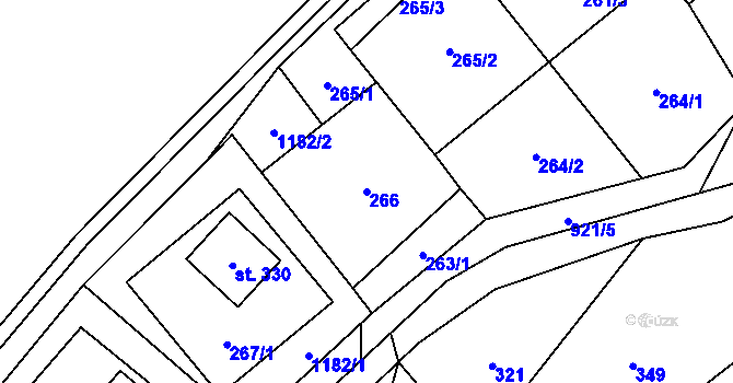 Parcela st. 266 v KÚ Ostružná, Katastrální mapa