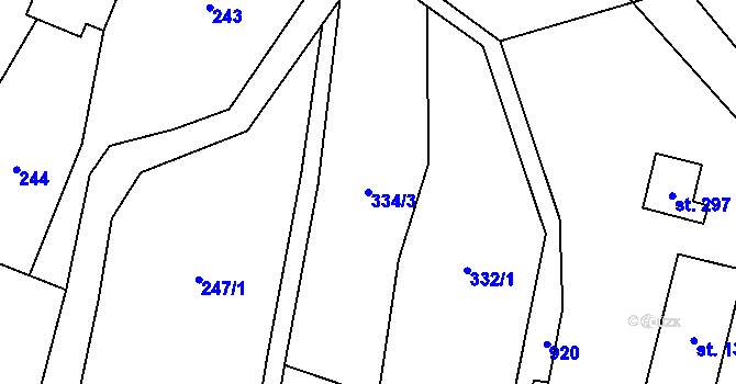 Parcela st. 334/3 v KÚ Ostružná, Katastrální mapa