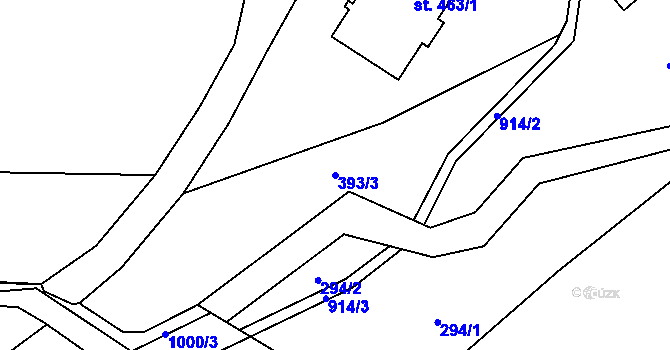Parcela st. 393/3 v KÚ Ostružná, Katastrální mapa
