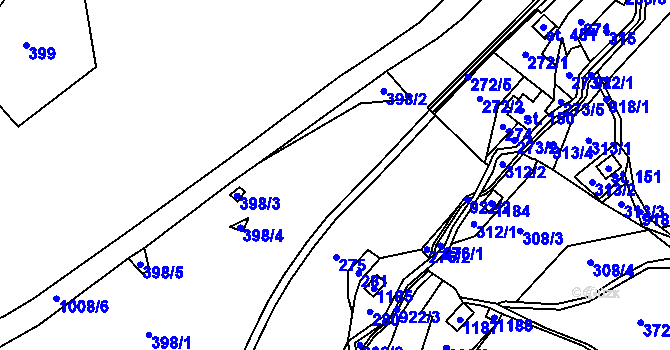 Parcela st. 398/1 v KÚ Ostružná, Katastrální mapa