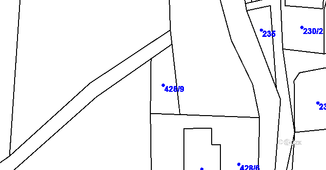 Parcela st. 428/9 v KÚ Ostružná, Katastrální mapa