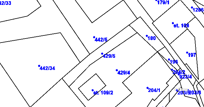 Parcela st. 429/5 v KÚ Ostružná, Katastrální mapa