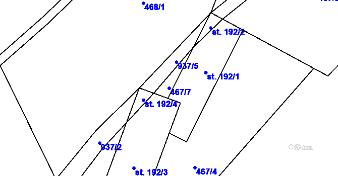 Parcela st. 467/7 v KÚ Ostružná, Katastrální mapa
