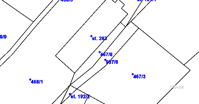 Parcela st. 467/8 v KÚ Ostružná, Katastrální mapa