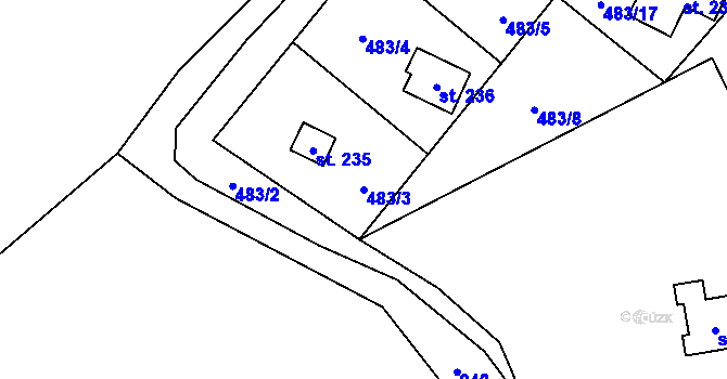 Parcela st. 483/3 v KÚ Ostružná, Katastrální mapa