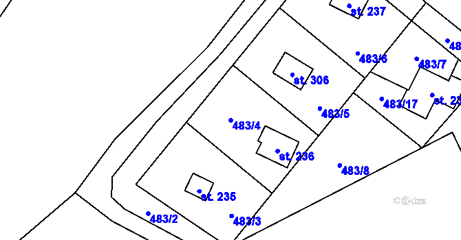 Parcela st. 483/4 v KÚ Ostružná, Katastrální mapa