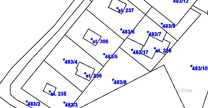 Parcela st. 483/5 v KÚ Ostružná, Katastrální mapa