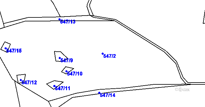 Parcela st. 547/2 v KÚ Ostružná, Katastrální mapa