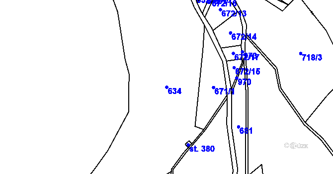 Parcela st. 634 v KÚ Ostružná, Katastrální mapa