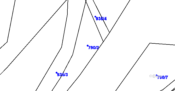 Parcela st. 790/2 v KÚ Ostružná, Katastrální mapa