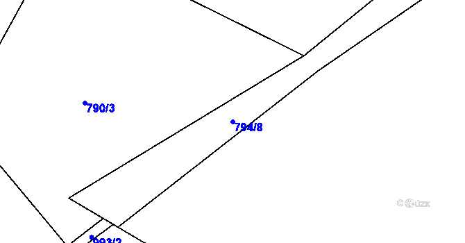 Parcela st. 794/8 v KÚ Ostružná, Katastrální mapa
