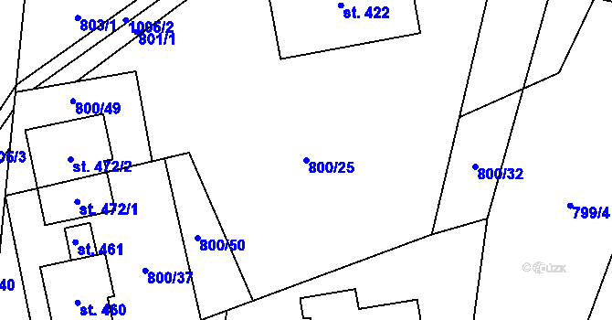 Parcela st. 800/25 v KÚ Ostružná, Katastrální mapa