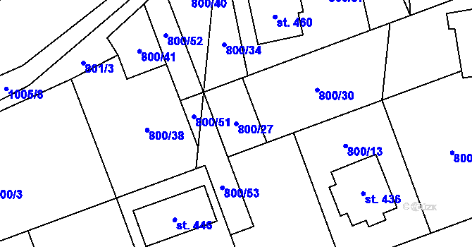 Parcela st. 800/27 v KÚ Ostružná, Katastrální mapa